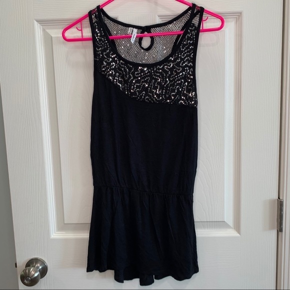 5/$15 - Studio Y black tunic tank with sequins‎ XS - Picture 1 of 3